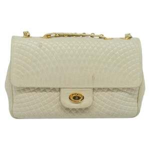 Bally Leather Shoulder Bag White Gold